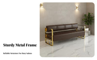 Salon Waiting Sofa Easy to Clean Stainless Steel Frame Bench Sturdy Construction Waiting Room Bench for Guests, Barber Shop, Reception Area, Hospital