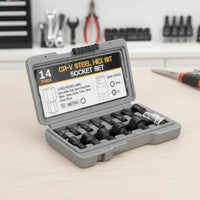 14 Pieces Hex Bit Socket Set Precision-Machined Hex Bit Socket Set with Storage Case Professional Tool for Handymen, Garage