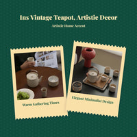 Ceramic Tea Set with Large Teapot, Portable Handle