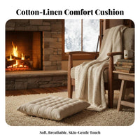 Minimalist Design Solid Color Cotton Linen Chair Pad Soft and Skin-Friendly Wabi-Sabi Aesthetic Seat Pad Portable for Students, Bench, Sofa