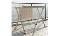 Heavy Duty Foldable Clothes Drying Rack Height Adjustable Double Rod Garment Rack Windproof Design Extendable Clothes Horse Installation-No Assembly Required for Balcony, Indoor, Outdoor