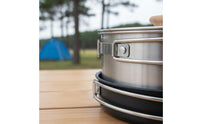 3 Pieces Stainless Steel Mess Kit Easy to Clean Backpacking Cookware Kit Folding Handles Outdoor Gear for Campers, Backpackers