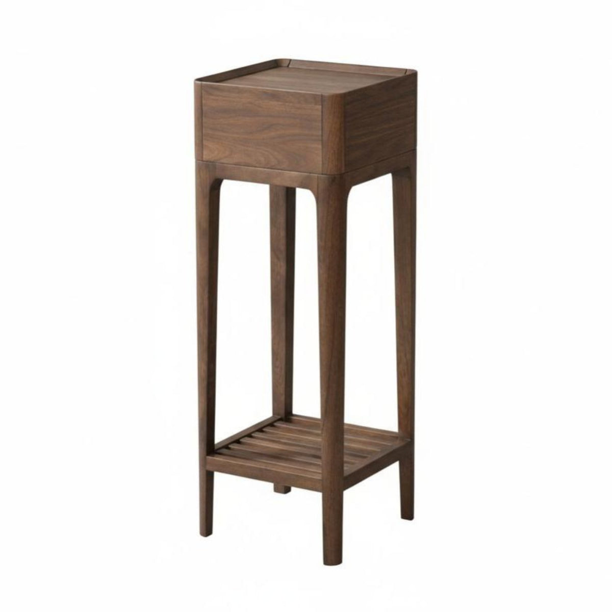 Dense Wood Construction Pedestal Plant Stand with Drawer Modern Chinese Design 2-Tier Plant Stand Freestanding Flower Pot Holder Multi-Purpose for Apartment Dwellers, Interior Designers, Living Room, Balcony, Bedroom, Entryway