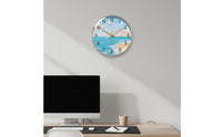 Marine Theme Wall Clock Seascape Design Decorative Clock Non-Ticking Timepiece for Living Room, Bedroom, Office