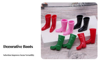 Miniature Rain Boots Realistic Design 3.5cm Doll Shoes Pretend Play Toy Tiny Silicone Boots for BJD Hobbyists, Miniaturists, Christmas Dioramas