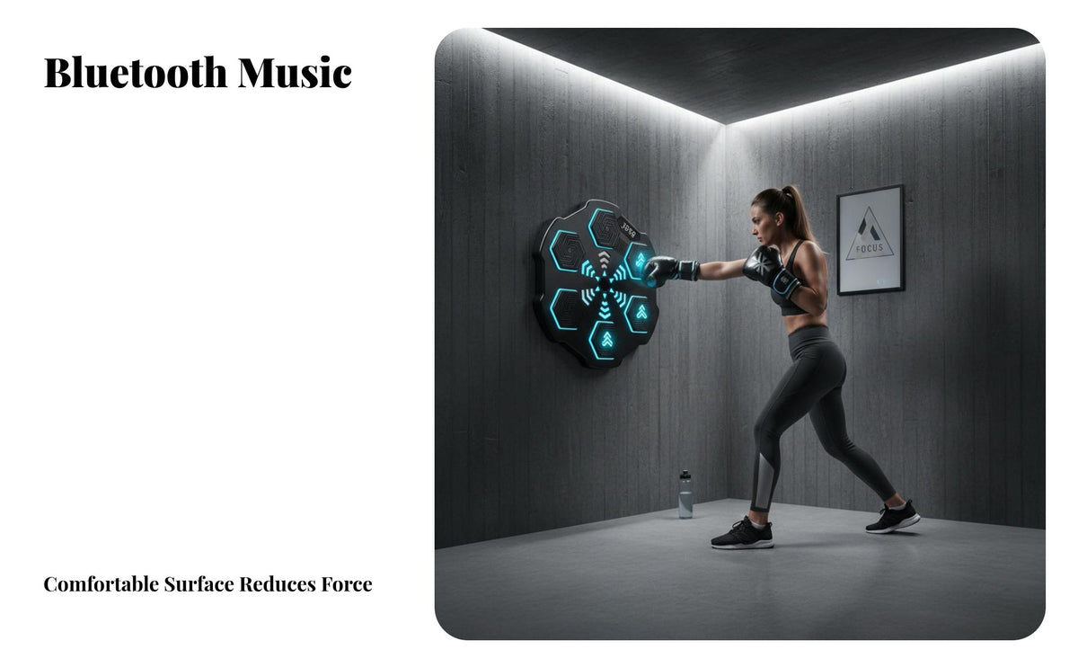 Space-Saving Music Boxing Machine Built-in Counter Smart Bluetooth Boxing Instructor Adjustable Modes & Speeds Smart Punching Target Force Absorption for Fitness Enthusiasts, Beginners, Office Workers, Training, Workout