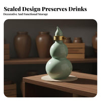 Chinese Design Distilled Beverage Container Airtight Closure Chinese Design Beverage Bottle Ceramic Gourd Bottle Traditional