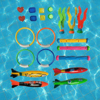 22 Pieces Pool Training Toy Set Fun Underwater Pool Diving Toys Diving Rings and Tubes for Kids