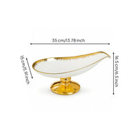 Gold-Plated Ceramic Pedestal Bowl White Ceramic Bowl with Pedestal Elegant Stylish for Hosts