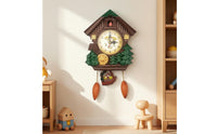 House-Shaped Cuckoo Wall Clock Unique Cuckoo Clock Original Black Woodland for Children, Bedroom