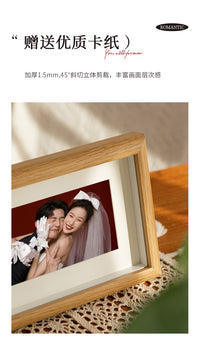 海马体结婚登记证件照相框相册摆台摆件打印成洗婚纱照情侣纪念册 A4【可放 20.8*29.8 cm】横竖通用 胡桃色【赠送卡纸】