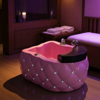 Foot Bath Basin with Footrest Comfortable Acrylic Pedicure Tub Sleek Floor Mount Foot Spa Bath for Nail Studios