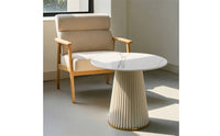 Coffee Table with Pedestal Base Fluted Round Coffee Table Modern Furniture for Living Room, Lounge, Apartment