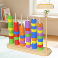 Educational Approach Wooden Peg Board Bead Game Fine Motor Bead Matching Toy Hand-Eye Coordination Wooden Peg Board with Beads Stacking for Toddler Boys and Girls, Toddlers, Preschoolers, Home, Classroom