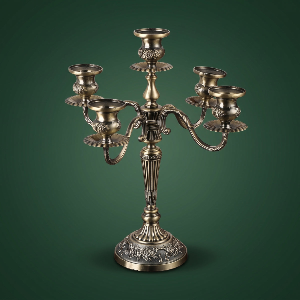 5-Arm Candelabra Ornate 5 Arm Candelabra Weighted Candle Holder Centerpiece for Event Planners, Brides, Wedding, Dining Table, Mantel