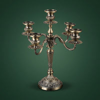 5-Arm Candelabra Ornate 5 Arm Candelabra Weighted Candle Holder Centerpiece for Event Planners, Brides, Wedding, Dining Table, Mantel