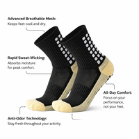 Men's Sports Socks with Rubber Dots, Non for Football Soccer Basketball Running Hiking, Athletic