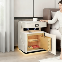 Bedside Table with Hidden Safe, Wireless Charging Station, Modern Nightstand for Bedroom