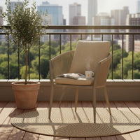 Patio Dining Chair with Cushion Ergonomic Backrest Woven Rope Patio Chair Weather Resistant for Balcony, Terrace