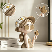 Girl Bust Statue Modern Girl Bust Figurine Desktop Ornament Elegant Resin Statue Chic for Collectors, Desk, Office