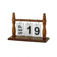 Freestanding Tabletop Date Card Calendar Smooth Finish Wooden Flip Calendar Decorative