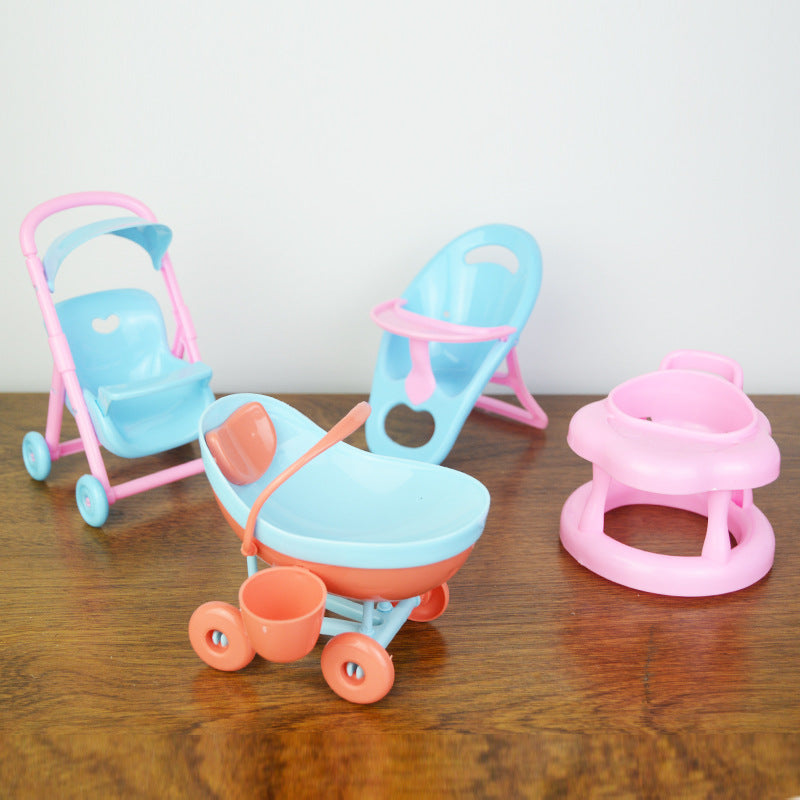 Toy Table and Chair Set with Stroller for Dolls, Articulated Figure Accessories