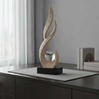 Modern Art Figurine Light Luxury Artistic Resin Figurine with Glass Ball Artistic Design Twist Ornament with Crystal Ball for Living Room, Entryway
