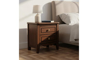 Compact Wooden Bedside Table Dark Brown Solid Wood Bedside Table Round Knob Pulls Home Furniture