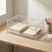 Foldable Storage Basket Stackable Foldable Storage Bin with Handle Transparent Clear Organizer for Cabinet, Closet, Pantry
