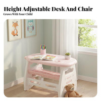 Safe Material Kids Desk and Chair Set Easy to Clean children's Study Desk with Storage Toddler Learning Table Multipurpose for Toddlers, Preschoolers, Parents, Playroom, Bedroom, Living Room, Preschool
