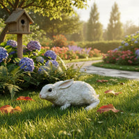 Realistic Rabbit Statue Weather Resistant Garden Rabbit Sculpture Retro Finish