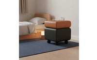 Minimalist Storage Side Table Solid Wood Construction Modern Stacked Bedside Cabinet Rounded Corners Rotating 2-Drawer Nightstand for Small Areas