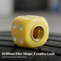 4 Pieces Dice Tire Valve Cap Universal Fit Dice Tire Valve Stem Lids Dustproof Vehicle Accessory for Motorcycle Owners, Truck Wheels