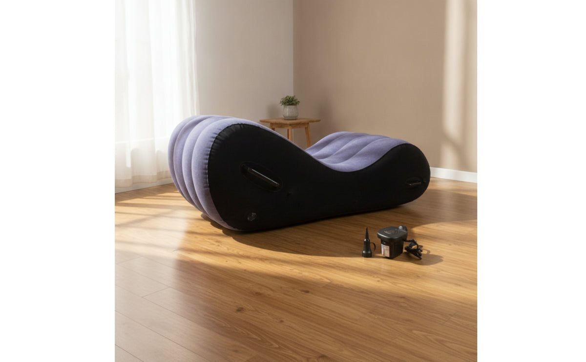 Flocked Inflatable Lounger | Contoured, Support Cushion with Handles, for Floor