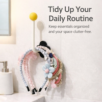Hair Tie Holder for Wall Mount, Strong Adhesive Accessory Organizer for Women, Clip Hooks for Towels in Shower, ABS Heavy Duty 1-3kg