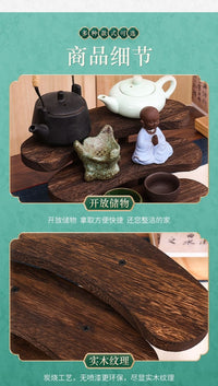 New Chinese Style Solid Wood Display Shelf for Tea Cups, Multi-layer Retro Tabletop Decor
