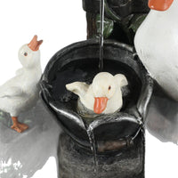 Solar-Powered Resin Duck and Squirrel Garden Waterfall Ornaments