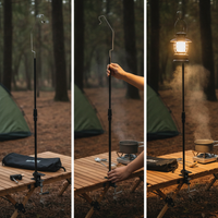 Outdoor Camping Light Stand Portable Telescopic Aluminum Alloy Pole with Base and Storage Bag