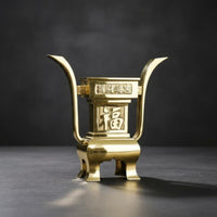 Brass Square Offering Set, Incense Burner, Candle Holder, Home Buddhist Altar, Chinese Design