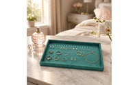 Green Jewelry Display Tray Flocked Velvet Jewelry Tray Rectangular Accessory Storage Raised Rim