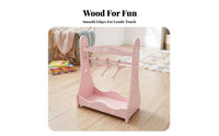 Doll Clothes Rack Rounded Side Panels White Decorative Dots Dots Toy Furniture for Children