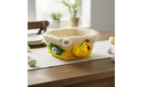 Easter Chick Basket Handmade Sisal Fiber Easter Basket Glitter Finish