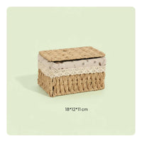 Handwoven Lidded Woven Basket Decorative Woven Storage Basket Rustic Charm Household Organizer Breathable for Entryway
