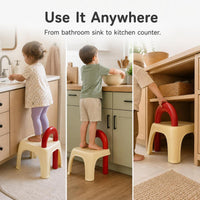 Dopamine Anti-Slip Thickened Plastic Stool with Ring Backrest for Kids and Home Use