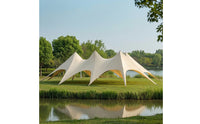Three-Peak Tent UVF 50+ Outdoor Canopy Tent Protection Outdoor Canopy with Poles for Event Planners, Campers, Weddings, Camping