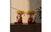 Fortune Cat with Money Tree Traditional Tabletop Decoration Compact Decor for Homeowners