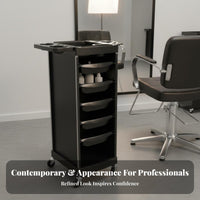 5-Drawer Salon Station with Casters 5-Drawer Hair-Care Specialist Station Multi-Function Cosmetic Rolling Station for Beauticians, Nail Technicians