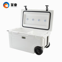 55L Wheeled Cooler Box with Pull Rod for Outdoor Camping and Refrigeration