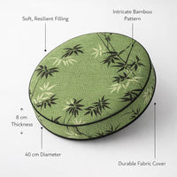Polyester Tatami Meditation Cushion, Round Floor Pillow for Living Room, Meditation Cushion Sponge Filled, Bamboo Floral Pattern Floor Pillow