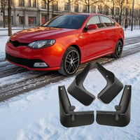 4 Pieces Molded Car Mudguard Curved Splash Guard Matte Finish Car Mud Flap Black